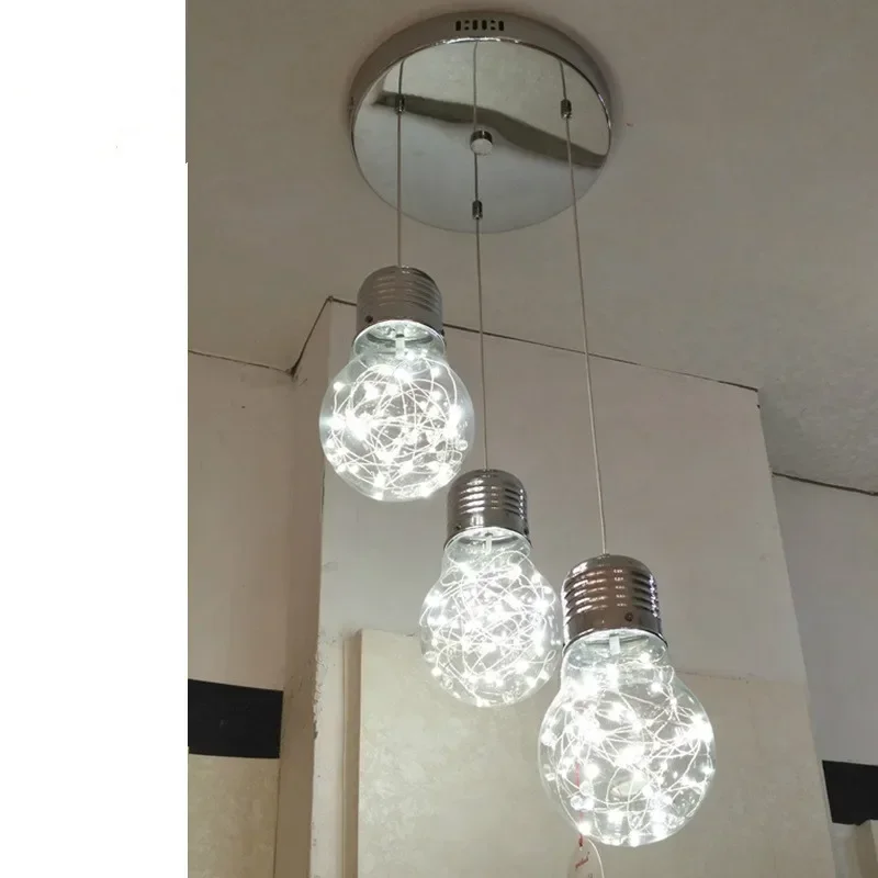 

New 3 chandelier glass bulb chandelier post modern creative restaurant bar glass chandelie