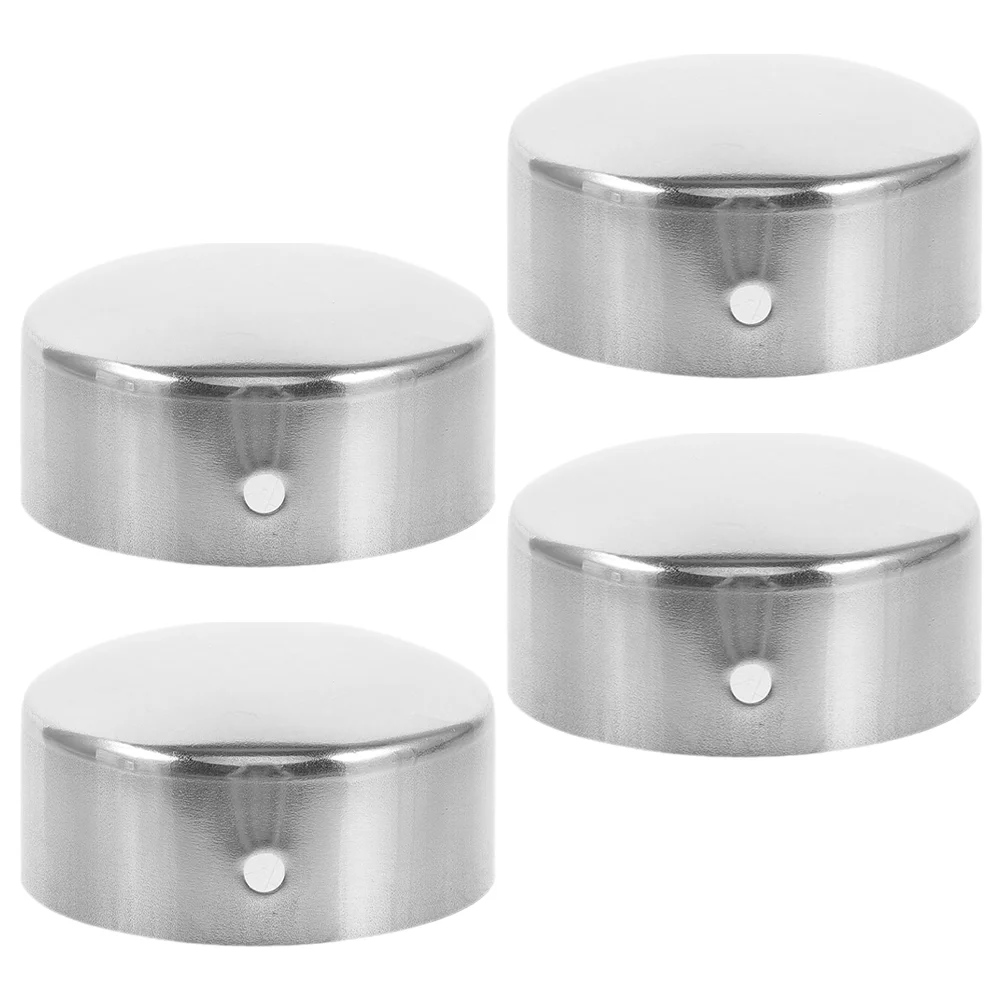 4 Pcs Handrail Tube Accessories Stainless Steel Plugs Caps for Indoor Stairs Railing Column End