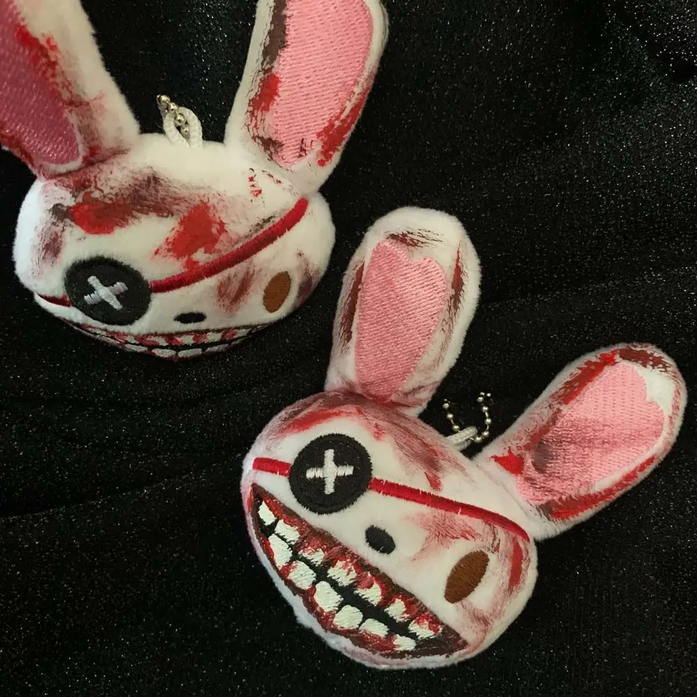 Scary Handmade Bloody Unique Accessories One-eyed Plush Animal Bag Pendant Rabbit Keychain Fashion Jewelry Halloween Key Ring
