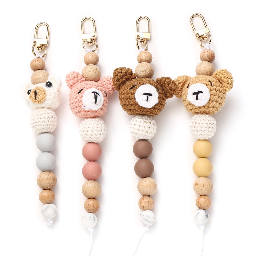 New Silicone Beads Round Cotton Woven Animal Loose Beads Set DIY Keychain Bracelet Pacifier Chain Accessories For Jewelry Making