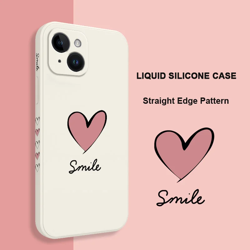 Big Red Heart Phone Case For iPhone 16 15 14 13 12 11 Plus Pro Max Mini X XR XS Plus Liquid Silicone Cover