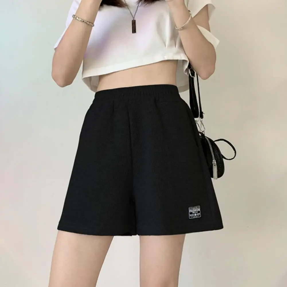 Workout Shorts Soft Ladies Wide Leg Pants No-fading Women Shorts  High Waist Pocket Short Pants Sports Wear