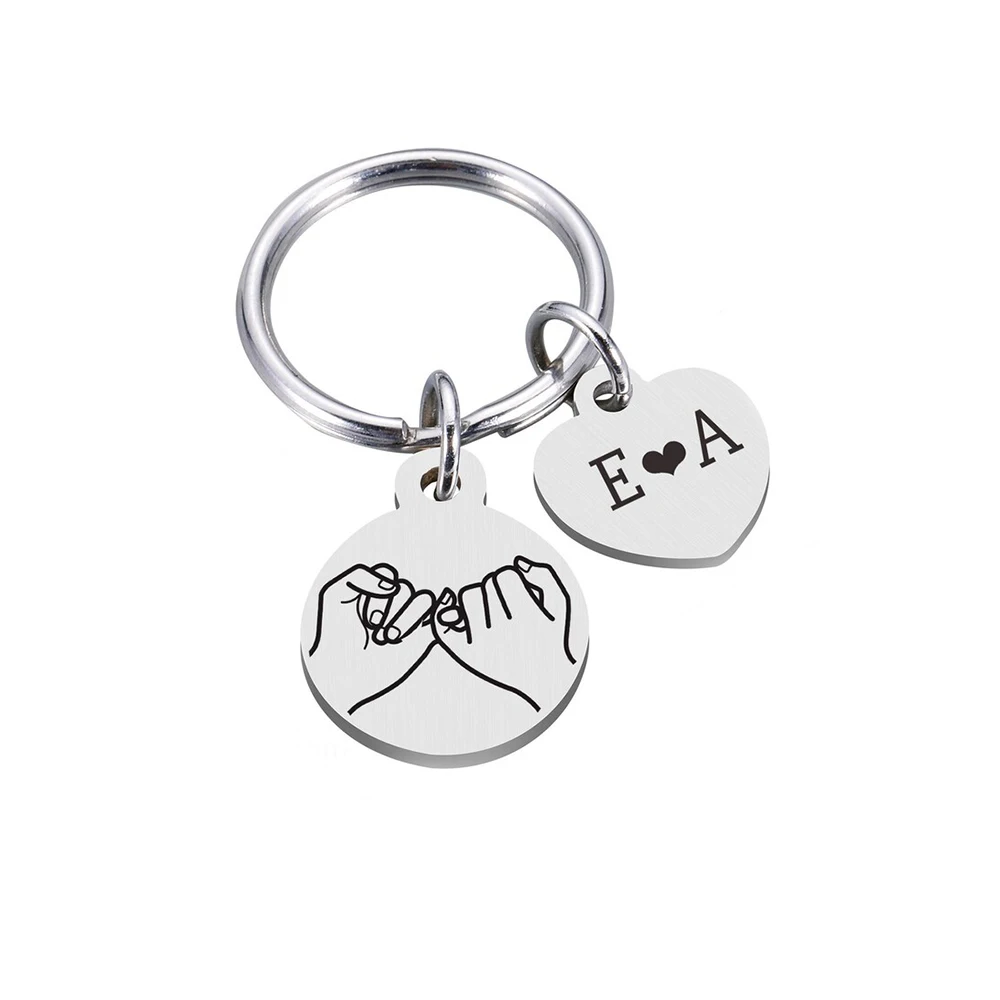 Little Thumb Pull Hook Promise Keychain, Custom Name Keychain, Stainless Steel Exquisite Anniversary Gift, Valentine's Day Aift