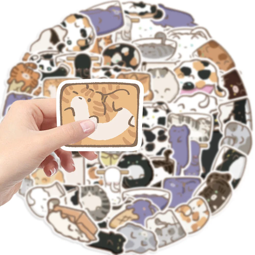 10/68pcs Cute Cat Animals Cartoon Graffiti Stickers DIY Phone Laptop Notebook Suitcase Guitar Cup Waterproof Sticker Kids Toy