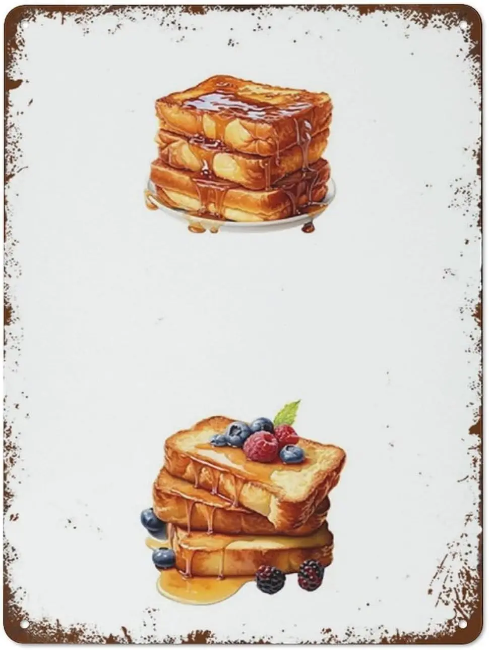 Watercolor Toast Food Breakfast Ornamental Horticulture High Gloss Metal Vintage Flower Prints Funny Tin Signs Gift Prank Bar Co