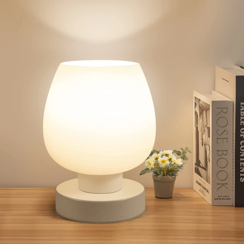 Nordic Simple Touch Glass Table Lamp LED Dimmable Bedside Bedroom Study Decoration Usb Mushroom Shape Night Light