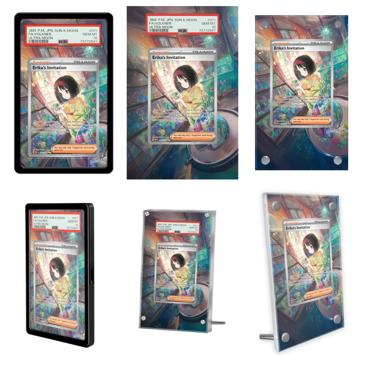 بطاقات البوكيمون عرض PTCG Erika أنيمي لعبة جمع توسيع الهدايا الفنية ذاتية الصنع الاكريليك واقية المفاتيح اللعب #1