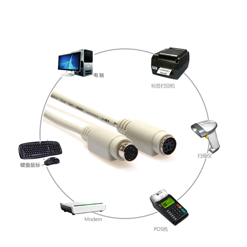 6 Pin PS2 PS/2 Male To Female Extender Cable Adapter Joiner Connector 6Pin Keyboard Mouse Extension  Wire HY417