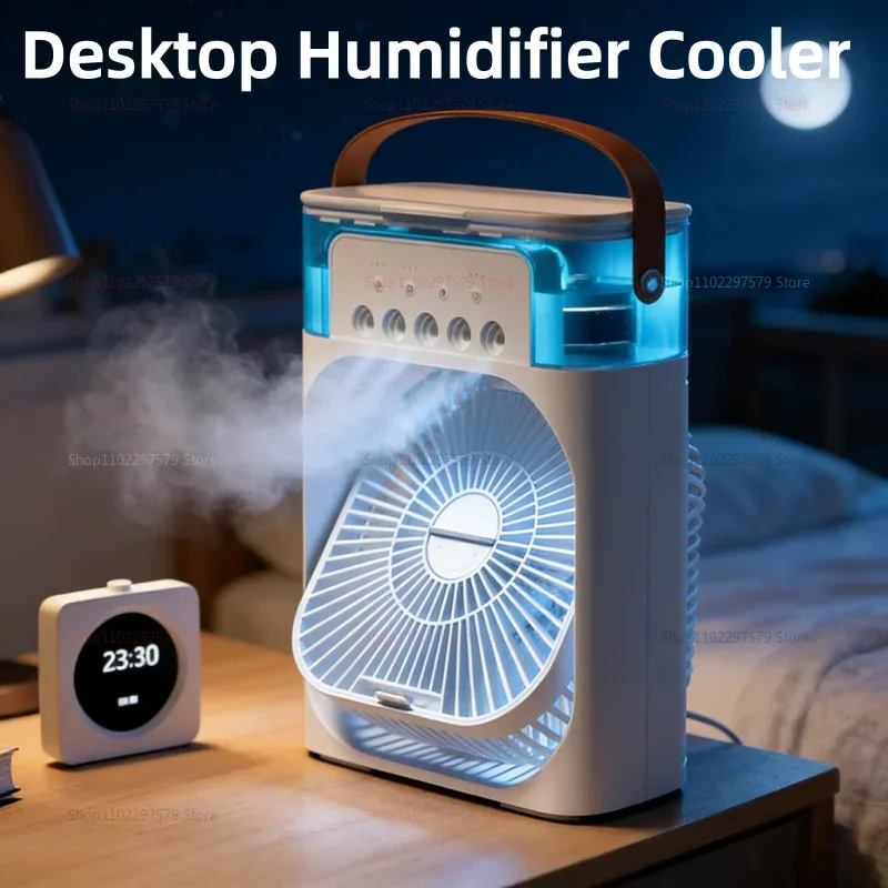  5-in-1 Mobile Mist Cooling Fan Air Chiller With Rgb Ambient Lamp Home Mini Air Conditioner Desktop Variable-speed Fan NEw