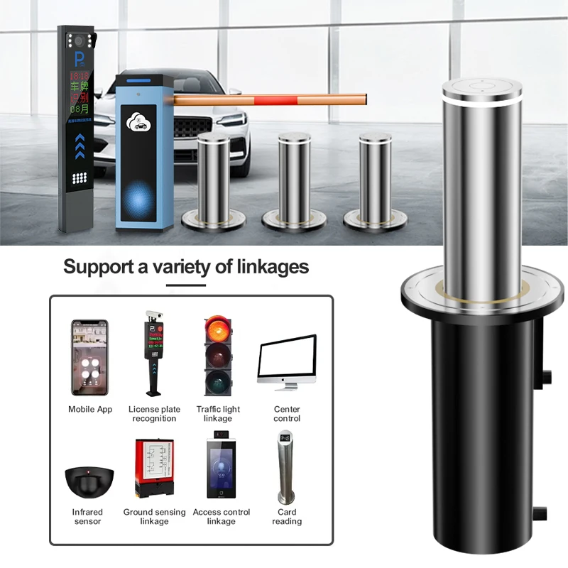 Stainless Steel Lifting Column Telescopic Safety Parking Pole Driveway Security Rising Automatic Bollard with Remote