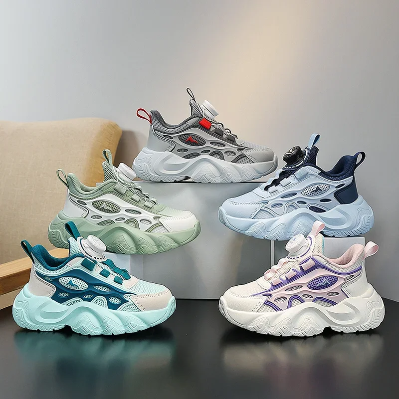 2024รองเท้ากีฬาสำหรับเด็ก, รองเท้าบาสเก็ตบอลกลางแจ้งระบายอากาศได้ดีรองเท้ากีฬาน้ำหนักเบาสำหรับเด็กผู้ชาย