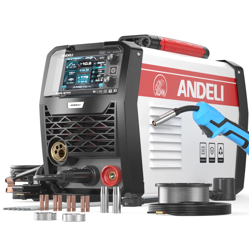 ANDELI 200A MIG Welding Machine MIG/Lift TIG/MMA/Spool Gun/Aluminum Welding 5 in 1 Semi-automatic Welding Machine Gas/Gasless