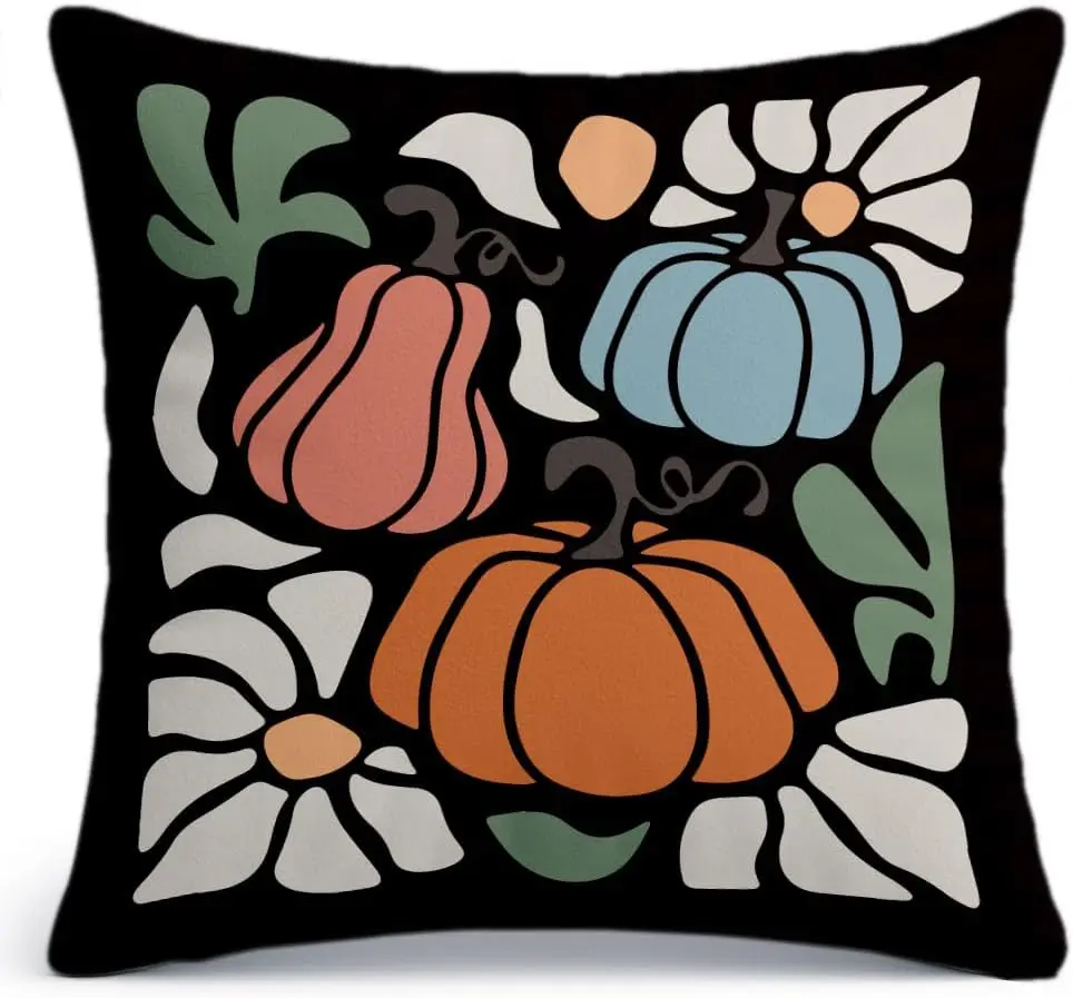 Fall Decorative Pillow Covers 18x18 for Home,Cute Fall Decor Pumpkins Flower Pillow Covers for Bedroom Living Room, Autumn Farmh