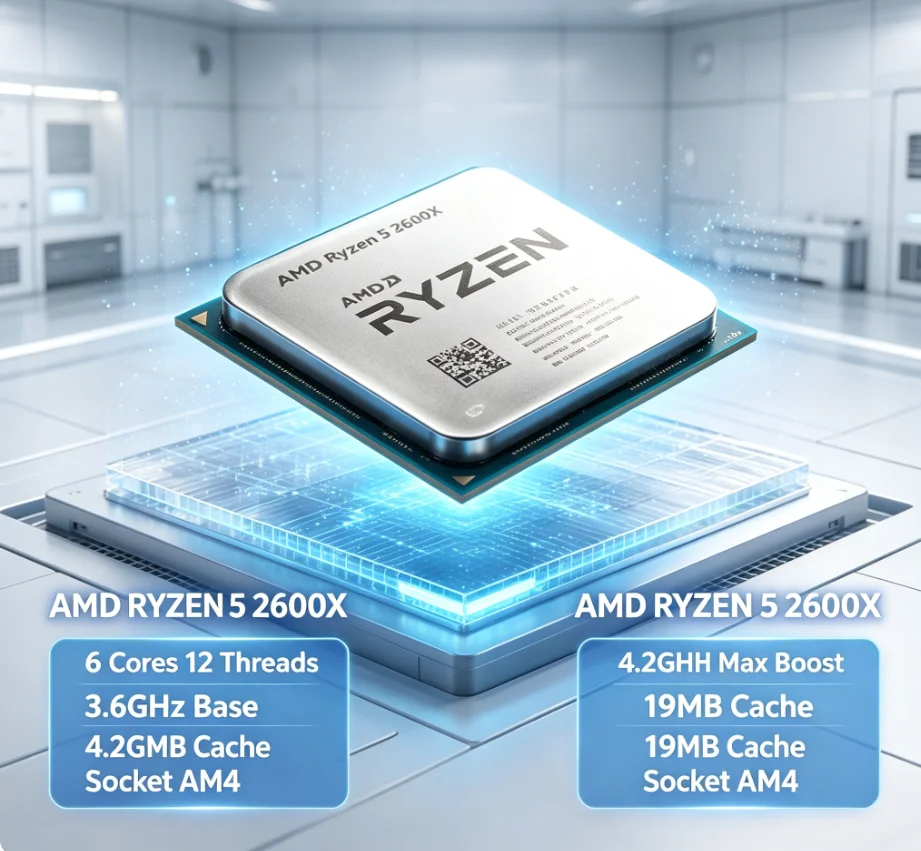 AMD R5 2600X Ryzen 5 2600X Unlocked Overclocking 6 Core 12 Thread AM4 Desktop Processor for Gaming and Office Work