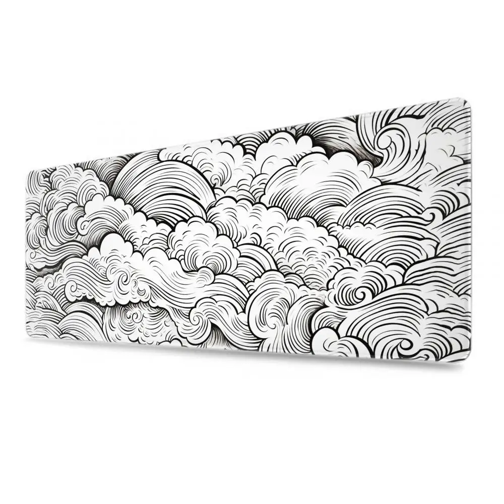 Black and White Clouds Art Mouse Pad Custom Large Extended Gaming Mouse Pad Graphical Design Big XXL White Cloud Office Desk Mat