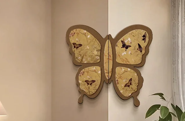 Mid ancient style corner decoration painting 2024 new French retro butterfly living room background wall hanging painting