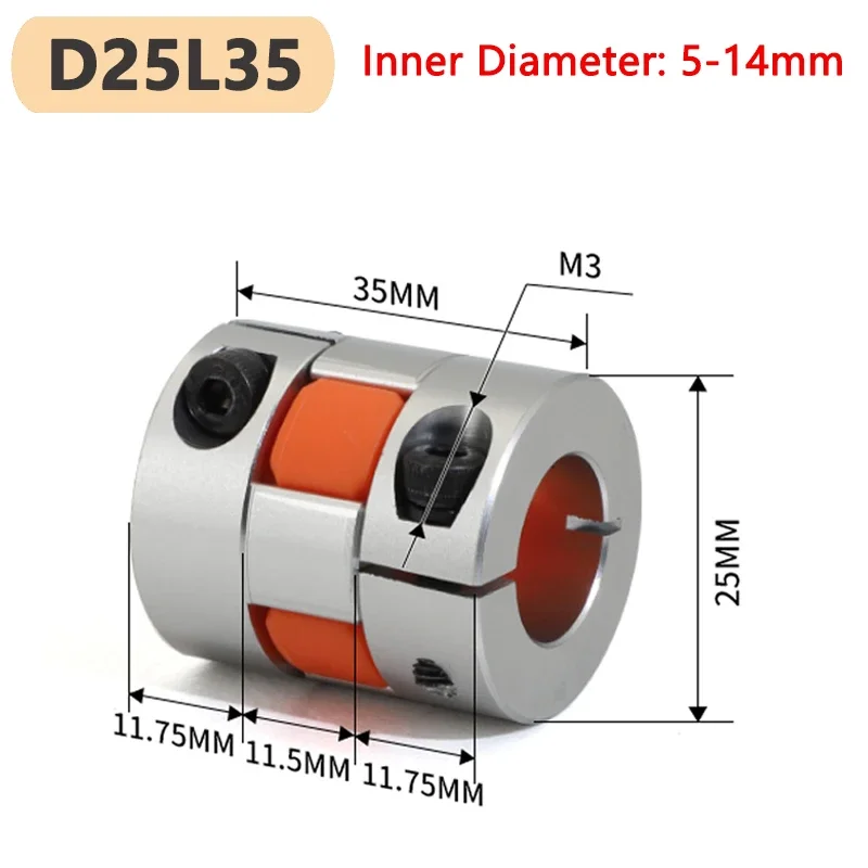 

1pc D25L35 Plum Spider Flexible Motor Coupler Aluminium Elastic Jaw Coupling D25 L35 Bore 5/6/6.35/7/8/9/10/11/12/12.7/13/14mm