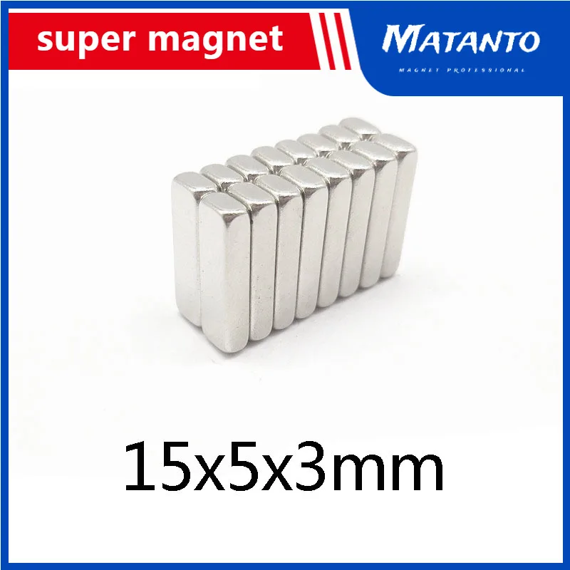 

100/200/300pcs 15x5x3mm N35 Powerful Small Magnets Thickness 3mm Neodymium Magnet 15x5x3mm Block Permanent NdFeB Magnet 15*5*3mm