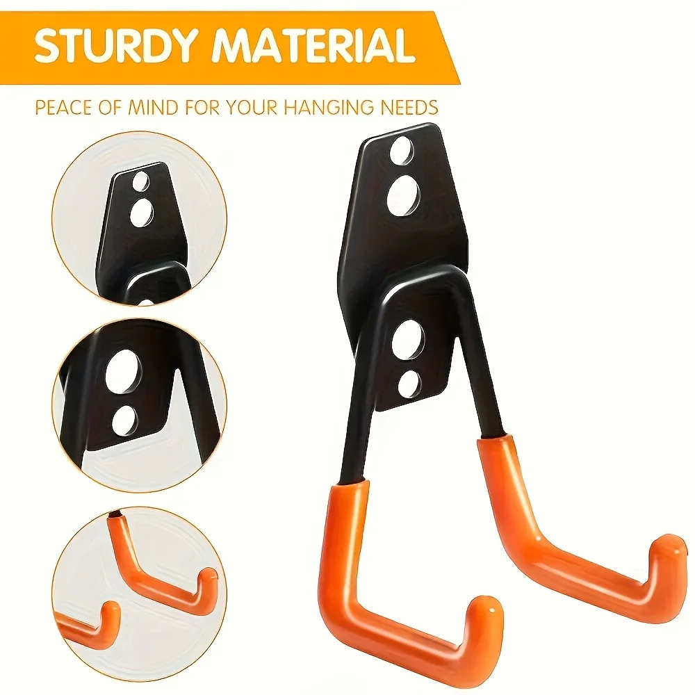 1pc Heavy Duty Steel Garage Wall Hooks Wall Mount Storage for Tools Bikes Ladders Garden Supplies