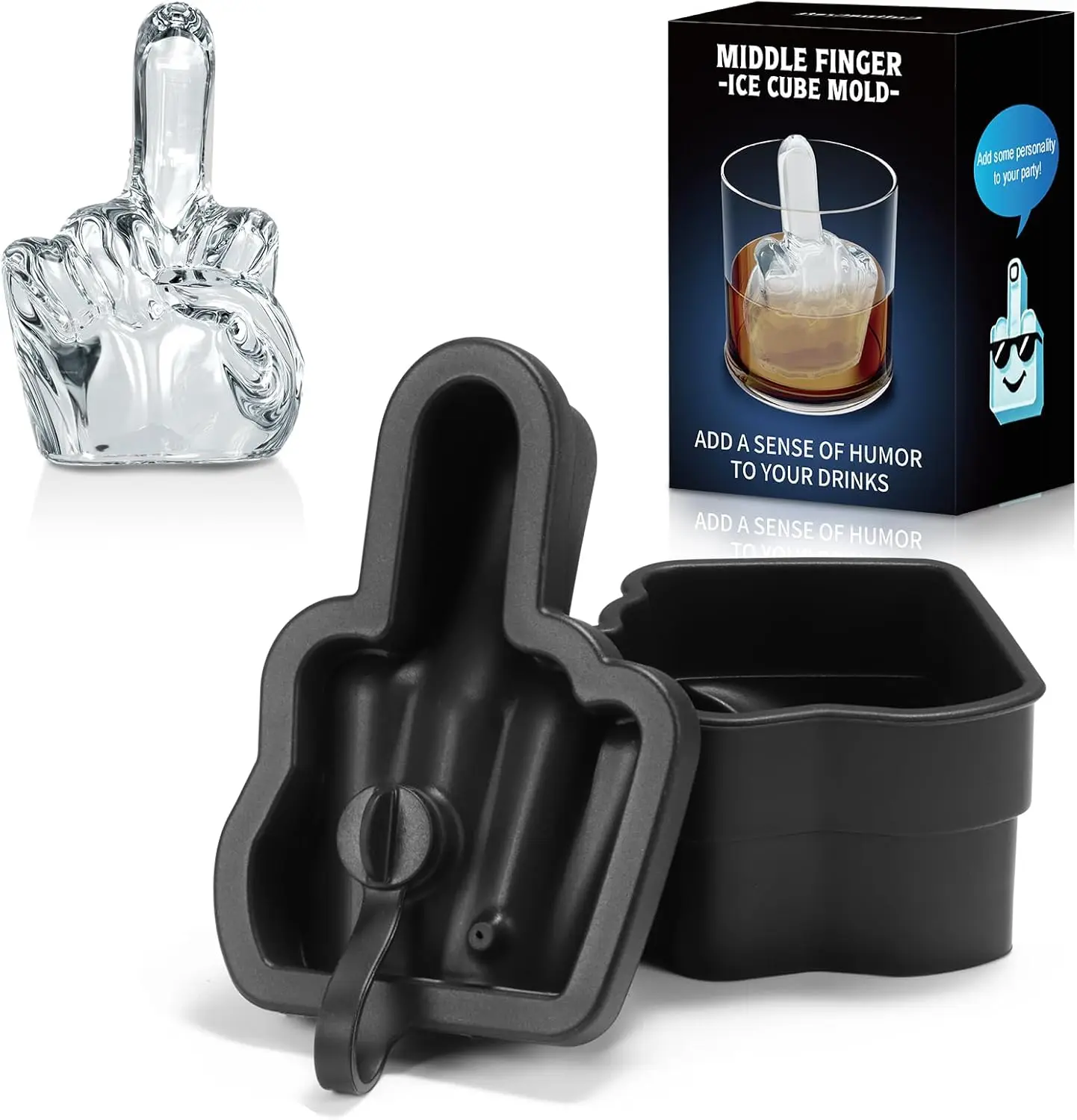

Finger Ice Cube Mold – Large Reusable Silicone Tray for Easy-Remove Fun Shapes, Prank Gag Gift for Whiskey, Cocktails & Part