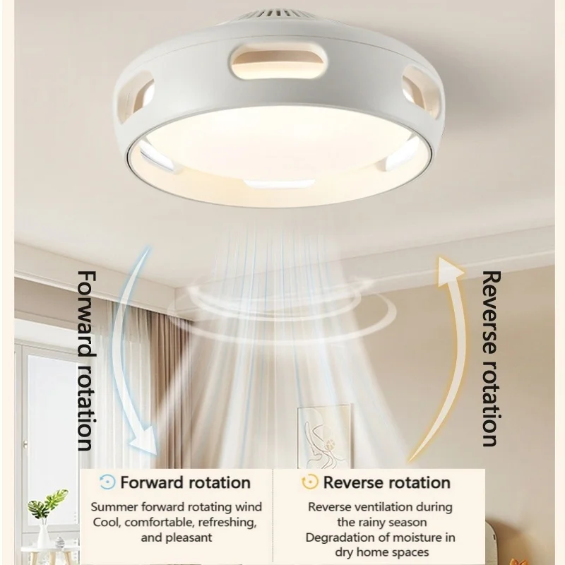 LED Ceiling Fan Light Invisible Bladeless Sealed Fan Brushless Motor 6 Speed Remote Control Dimming Bedroom Air Circulation Fans