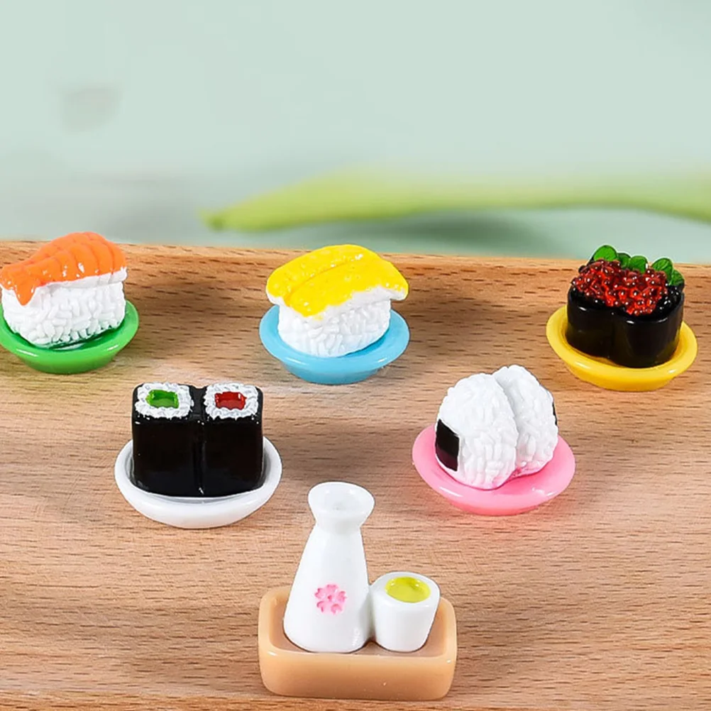 12 Pcs Simulated Japanese Sushi Mini Model House Desktop Decor Miniature Display Resin Models