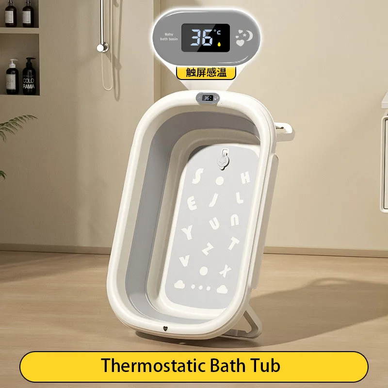 Temperature-Sensitive Baby Bath Tub Foldable Large Length 80 cm, Thickened Material, Baby Bathing Essentials for Ages 0–3