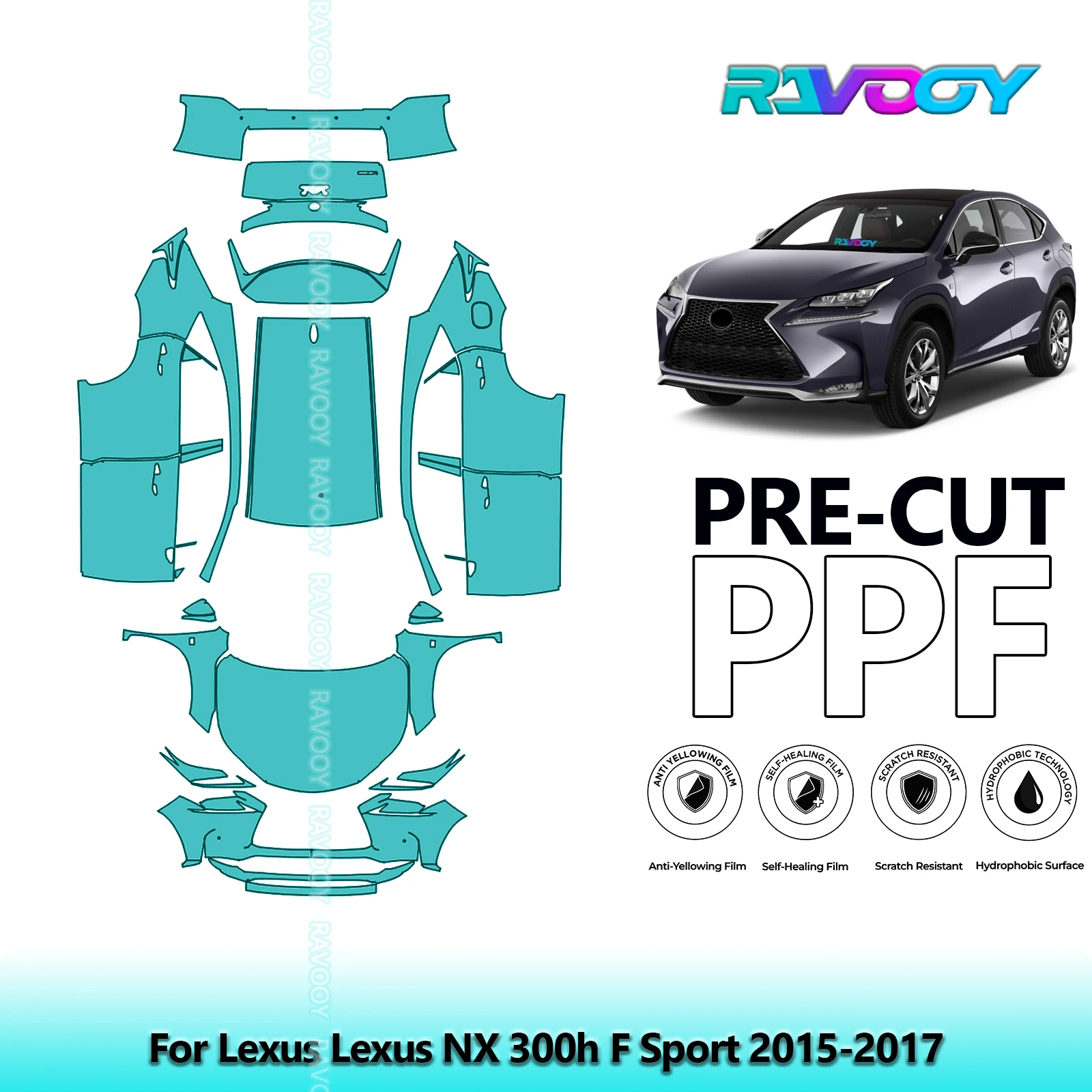 

8.5Mil Full Vehicle Precut PPF Paint Protection Film For Lexus Lexus NX 300h F Sport 2015-2017
