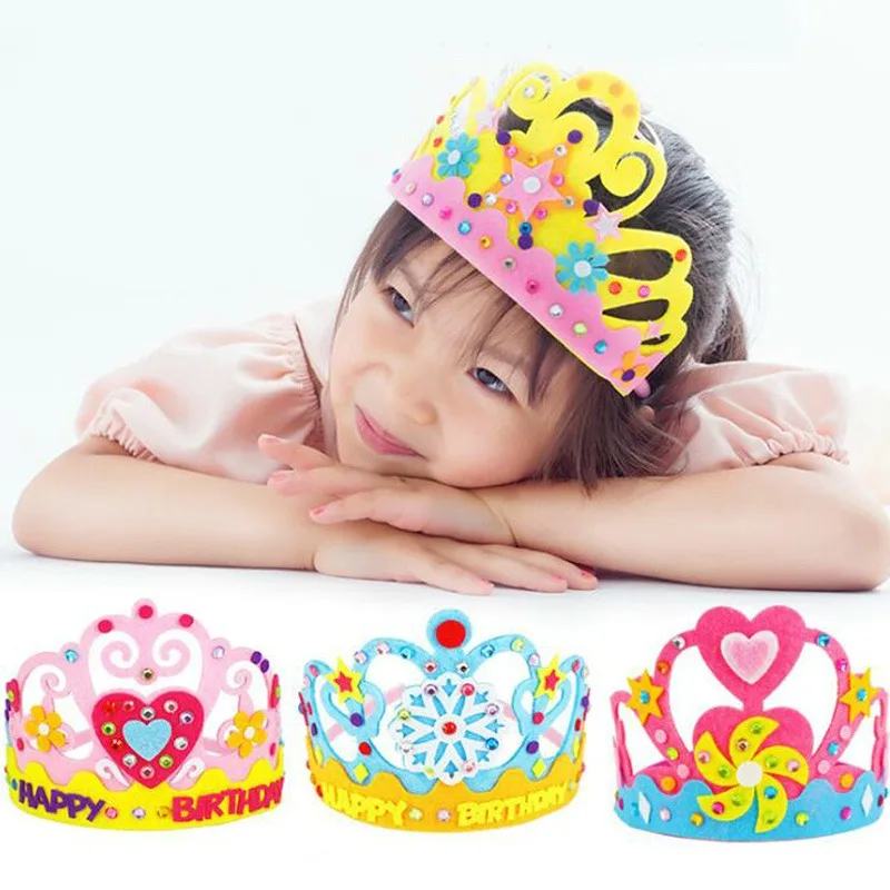 Creative DIY Craft Toys Sequins Crown Flower Star Pattern Kindergarten Art EVA Foam Paper Toy for Children Party Decoration Gift