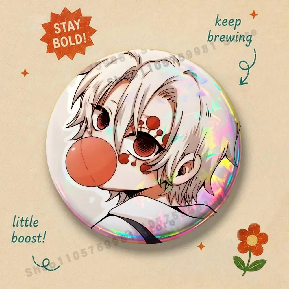 Anime Cute T-Tengen Uzui Enamel Pins Badge Round Brooch for Backpack Decor Accessories 25/32/44/58/75mm