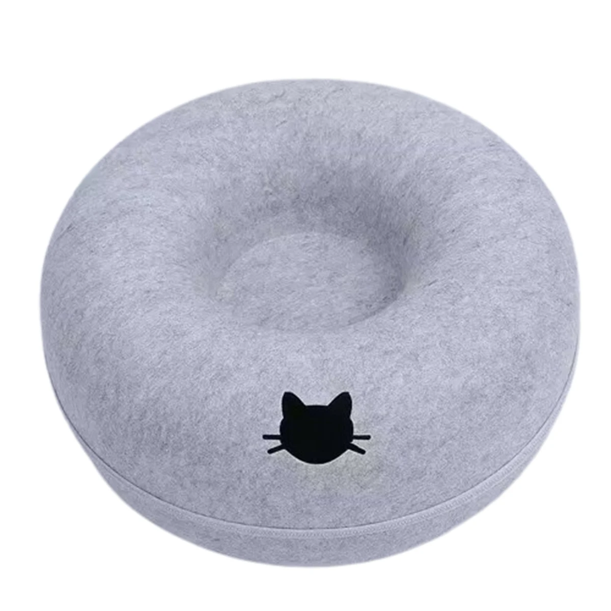 Vilten donutbed voor kattenhuis met ontluchtingsgat Hondenbed Interactief speelspeelgoed voor katten om 2-in-1 tunnel te verbergen voor kattenbed