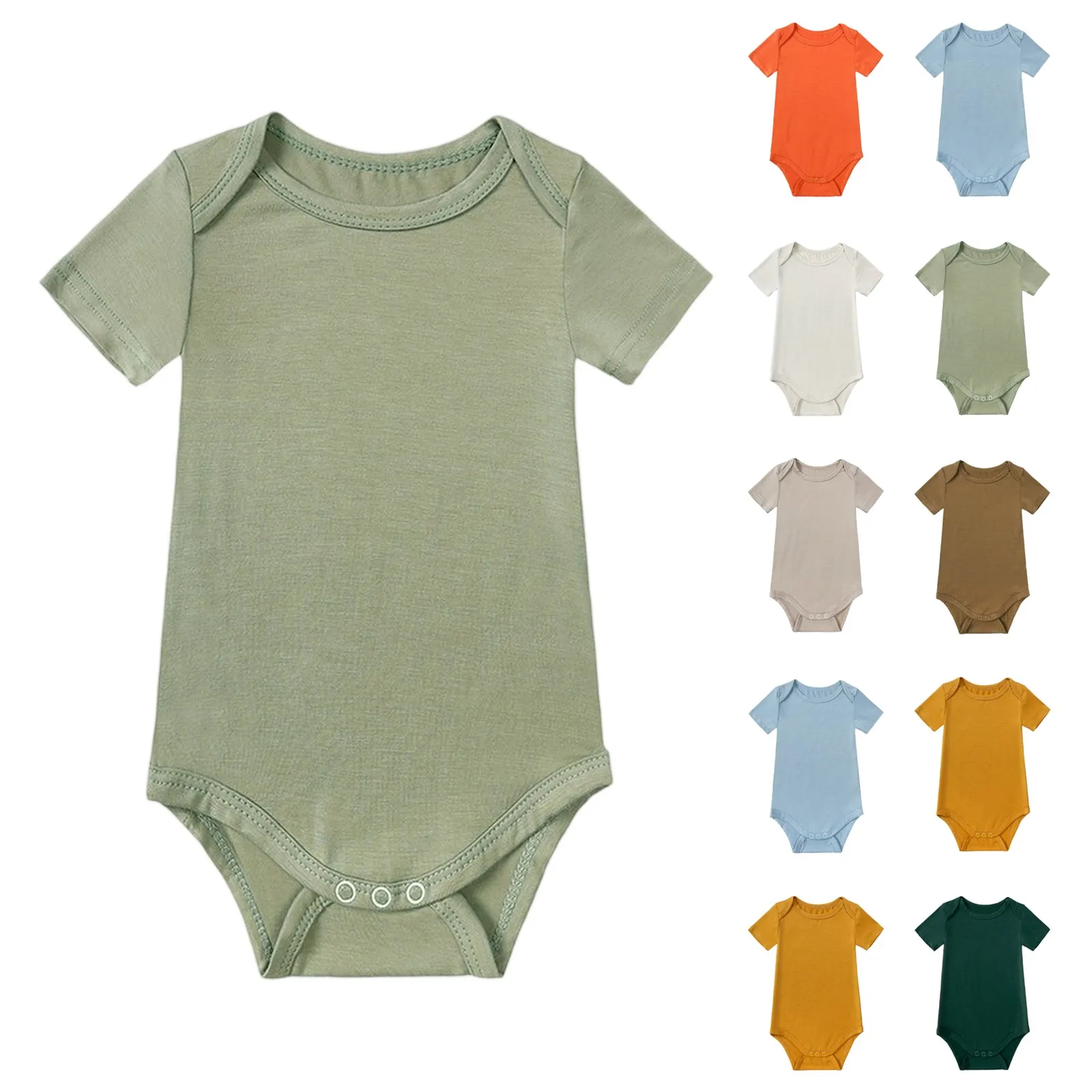 

Fashion Newborn Summer Romper Short Sleeve Bodysuit Clothes Summer Solid Color Bodysuits Rompers Summer Baby Boys Girls Clothing
