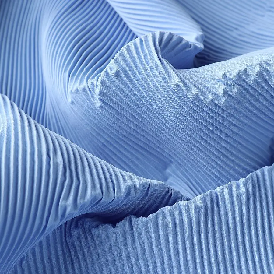 Plain Pleated Fabric Designer By Meter for Wedding Decoration Skirts Upholstery Sewing Fashion Dress Cloth Breathable Black Blue