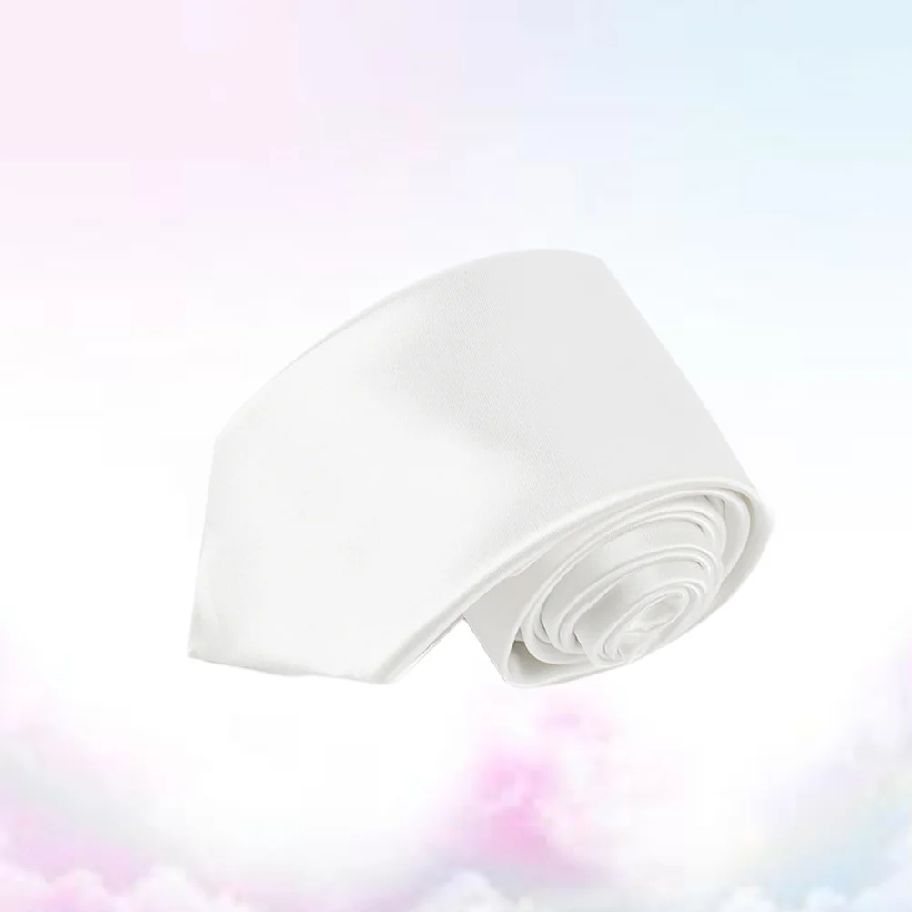 White 5Cm Solid Color Ties For Men Party Costume Clothes Decoration Cosplay Necktie Apparel Accessory Fashion Gift