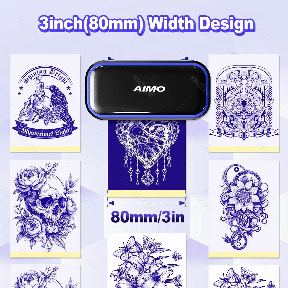 80mm Mini Inkless Thermal Tattoo Printer Wireless Tattoo Stencil 3inch Maker for Tattoo Artists & Beginners Phone Use and Papers