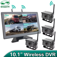 Touch Screen 10'' AHD Digital Wireless DVR Record Reverse Backup Camera with WiFi 4CH Monitor For Truck/Trailer/Bus/RVs/Trailer