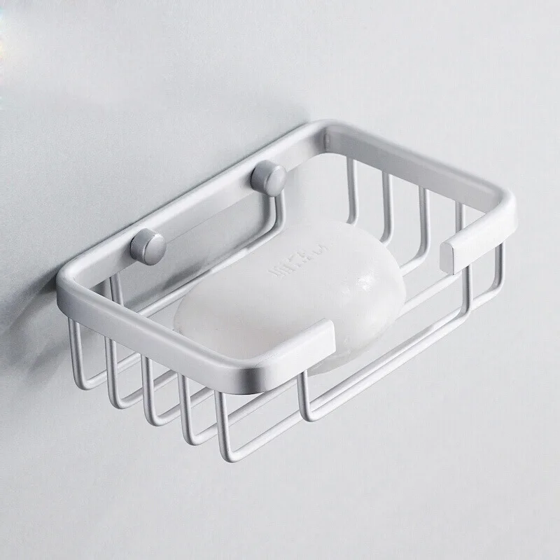 Bathroom Stainless Steel Soap Rack Single Layer Drain Wall Hanging Soap Box Luxury Shelf Shower Storage Soap Tray Dishes 1PC