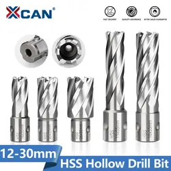 XCAN 12-30mm HSS Metal çekirdek matkap ucu halka kesici 35/55mm Weldon şaft delik açacağı içi boş matkap ucu Metal delme araçları için
