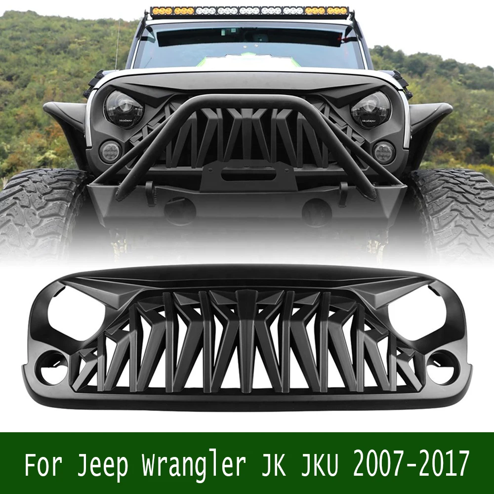 

For Jeep Wrangler JK JKU 2007-2017 Front Grille Car Accessory Pickup Racing Grills Front Bumper Mesh 4X4 Off Road Modified Grill