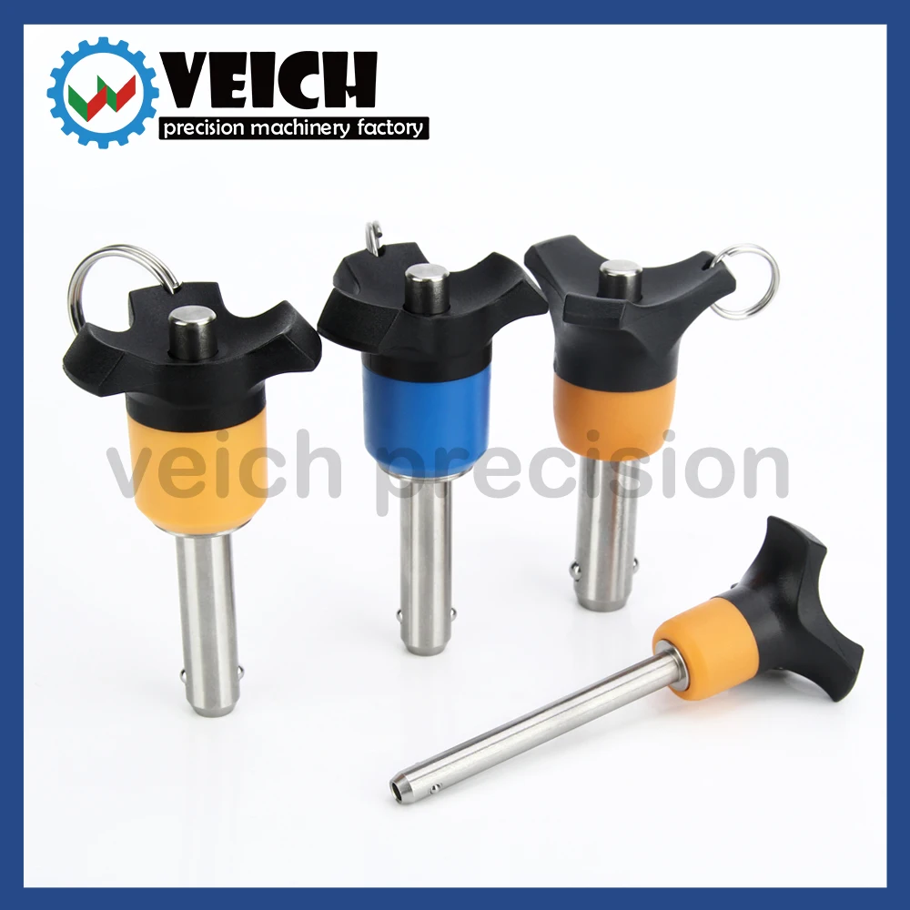 

VCN120 Dia5/6/8/10/12/14/16mm Stainless Steel Ball Lock Pin Button Quick Release Pin Plastic Handle Locating Pins Length10~65mm