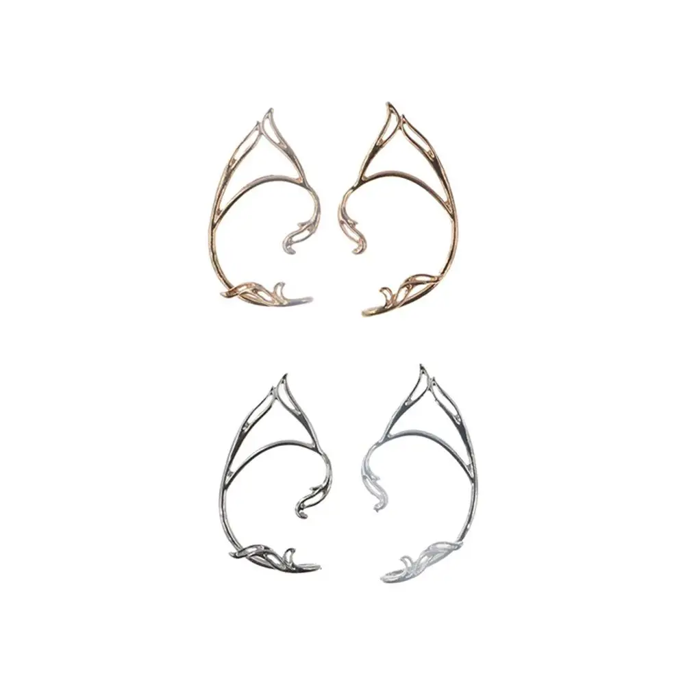 Personality Alloy Elf Ear Clip Korean Style Ear Cuff Cat Ear Hollow Ear Clips Jewelry Accessories Single Side Earrings Party