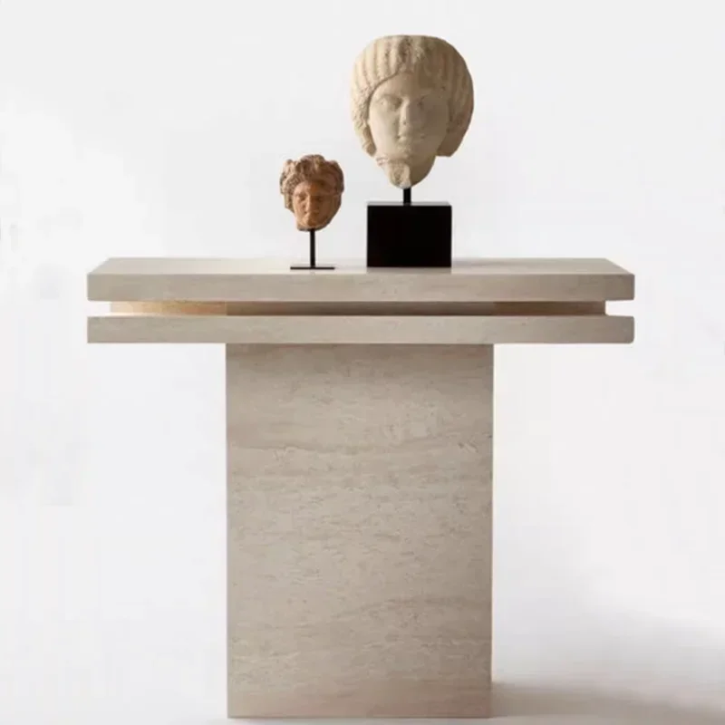 

style NEWNatural marble entrance table, modern minimalist medieval retro style, silent travertine entrance table ss 8617