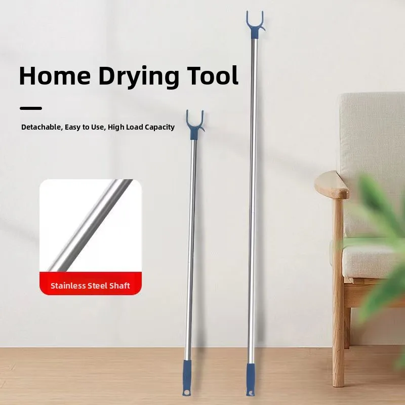 Retractable Clothes Drying Rods Home Use Y-Pronged Clothes Airer Picks up Clothes Stainless Steel Storage Organizer