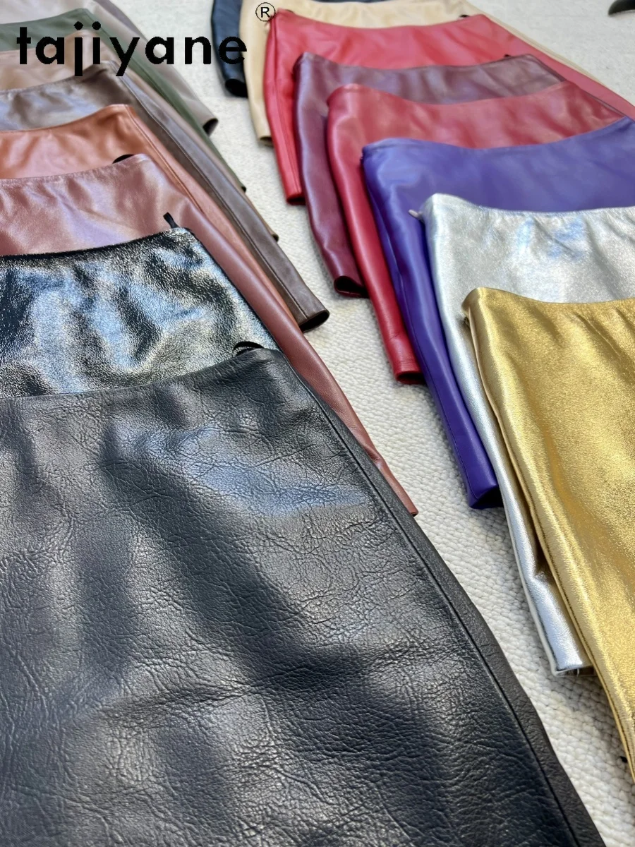 TAJIYANE 100% Top Layer Sheepskin Skirts for Woman 14 Colors Genuine Leather Mini Skirt Autumn Korean Fashion Clothing 2025 юбка