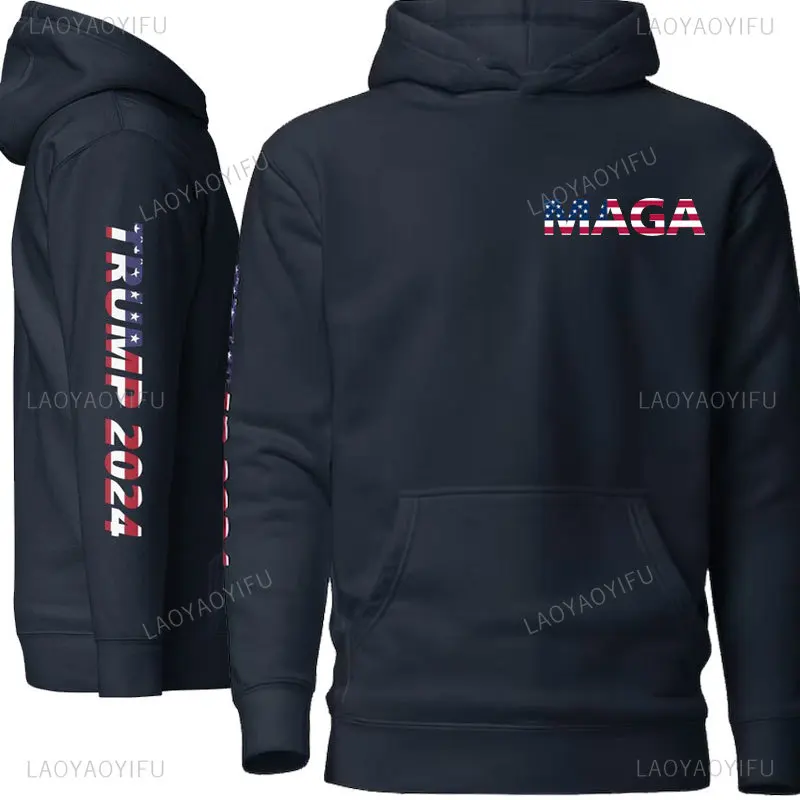 Trump 2024 Unisex Hoodie American Donald Trump Man Hoodie Winter Wear Winter Clothing Pro Republican VOTE TRUMP 2024 Woman Tops