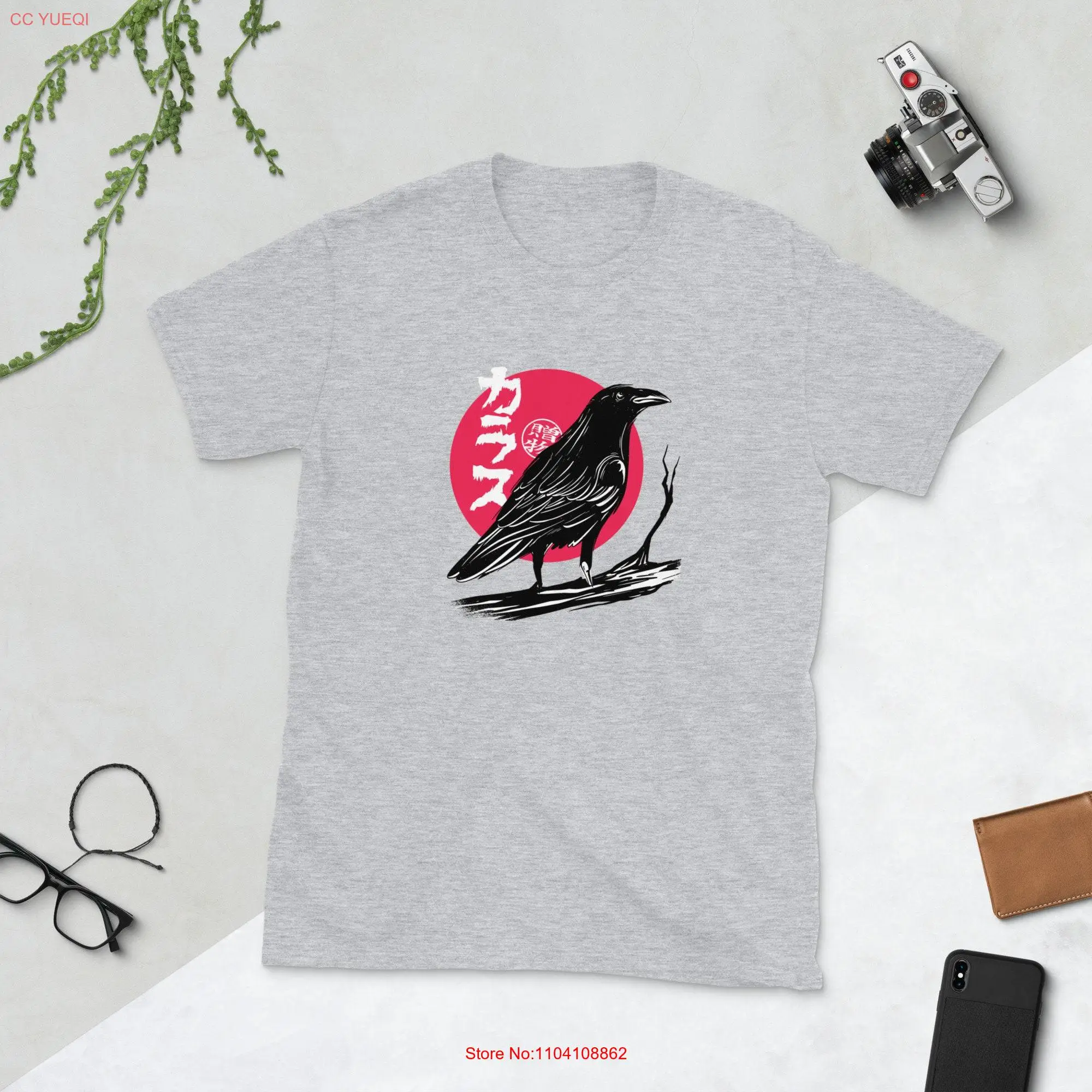 Black Bird Raven Red Men Moon Women  T Shirt long or short sleeves