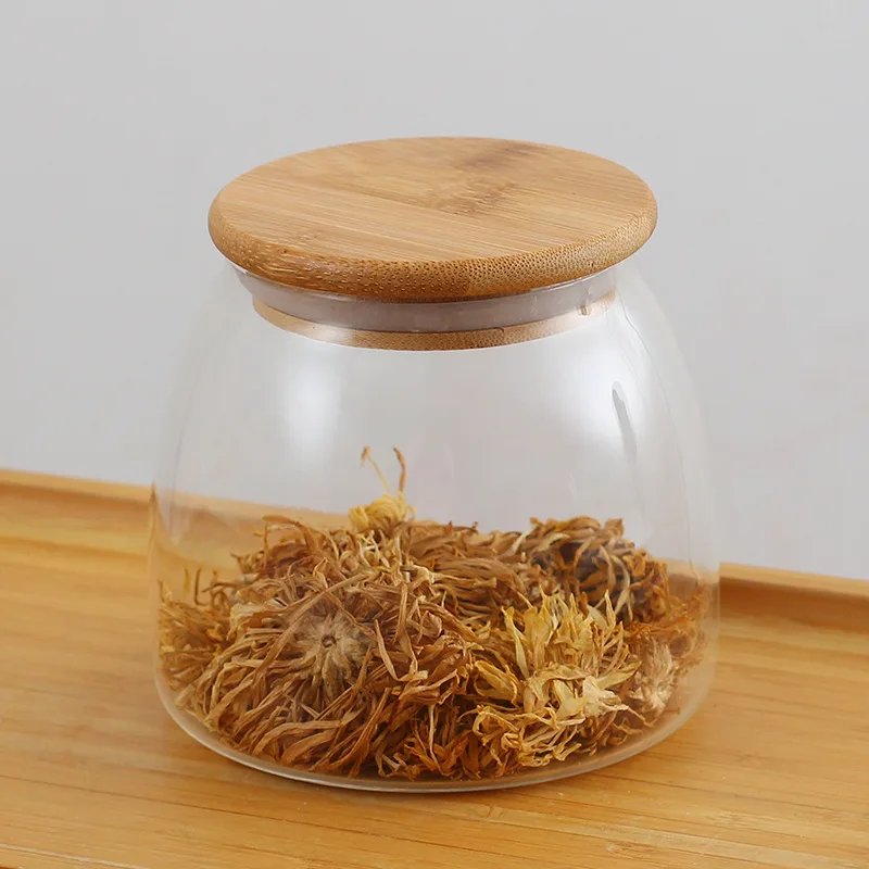 Spherical Glass Food Storage Container with Cork Lids Large Capacity Sealed Glass Bottles Pot Jar for Kitchen Organizer