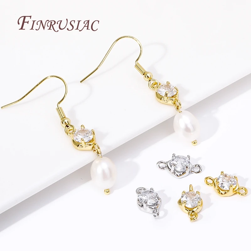 18K Gold Plated Zircon Crystal Decoration Connector Charms Accessories For Handmade DIY Women\'s Bracelet Earring Jewelry Making