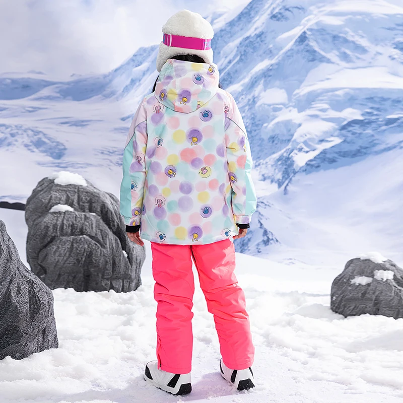 أطقم بدلات الثلج للأطفال، ملابس التزلج على الجليد، سترات وسراويل التزلج، للفتيات والفتيان، أزياء رياضية شتوية خارجية #4