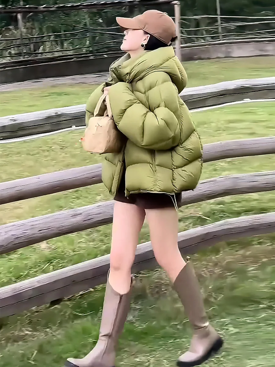 Abrigo con capucha Or White Du Down Jaet Thiened Dstring para mujer, ropa de abrigo cálida a la moda, recién llegada, invierno 2025, Faion